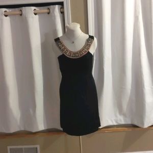 Soprano black knit dress with beaded neckline
